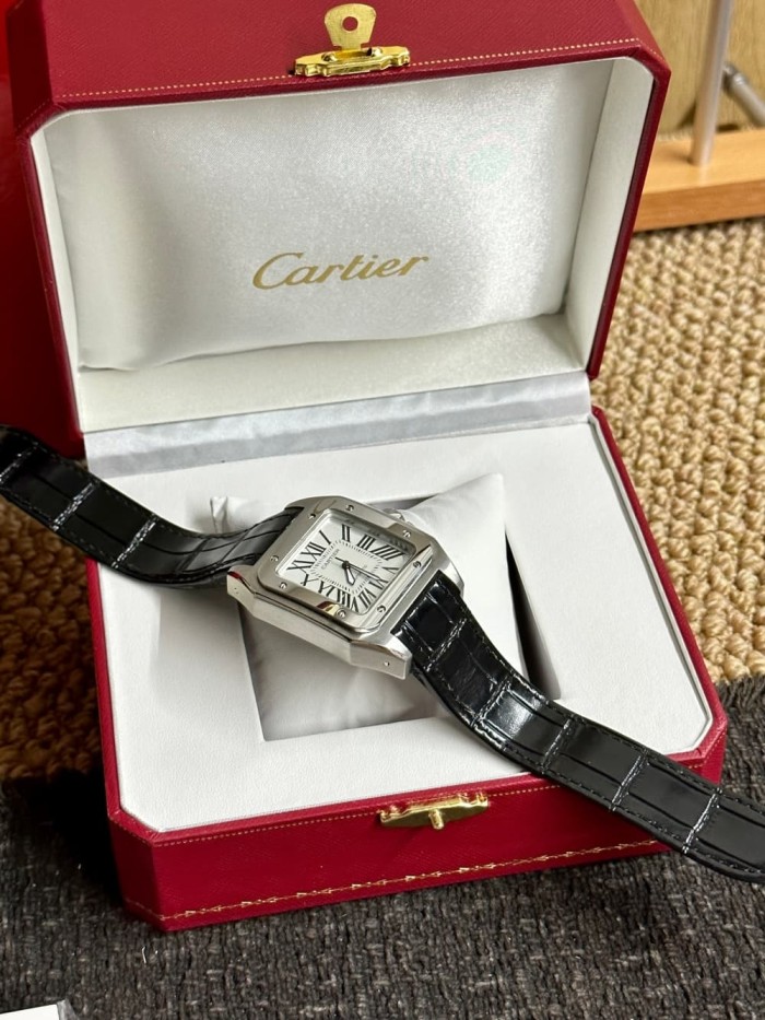 1:1 quality version Santos Series Silver Dial Leather Strap Mechanical Movement Watch【Dial diameter：40mm 】29338199