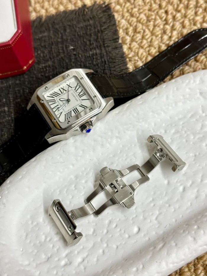 1:1 quality version Santos Series Silver Dial Leather Strap Mechanical Movement Watch【Dial diameter：40mm 】29338199