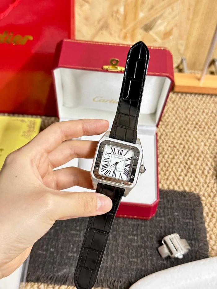 1:1 quality version Santos Series Silver Dial Leather Strap Mechanical Movement Watch【Dial diameter：40mm 】29338199