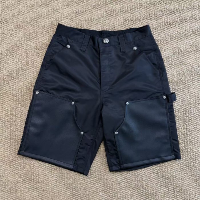 1:1 quality version Pebble Grain Leather Panel Cross Patch Cargo Shorts 3 colors 29340824
