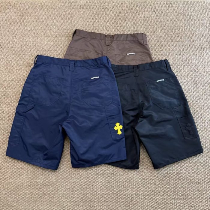 1:1 quality version Pebble Grain Leather Panel Cross Patch Cargo Shorts 3 colors 29340824