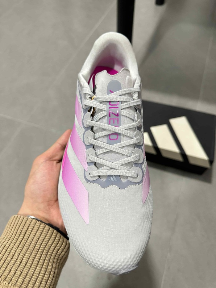Adizero Evo SL Lightweight Shock Absorbing Breathable Mesh Upper Grey Pink Women Running Sneakers 29343884