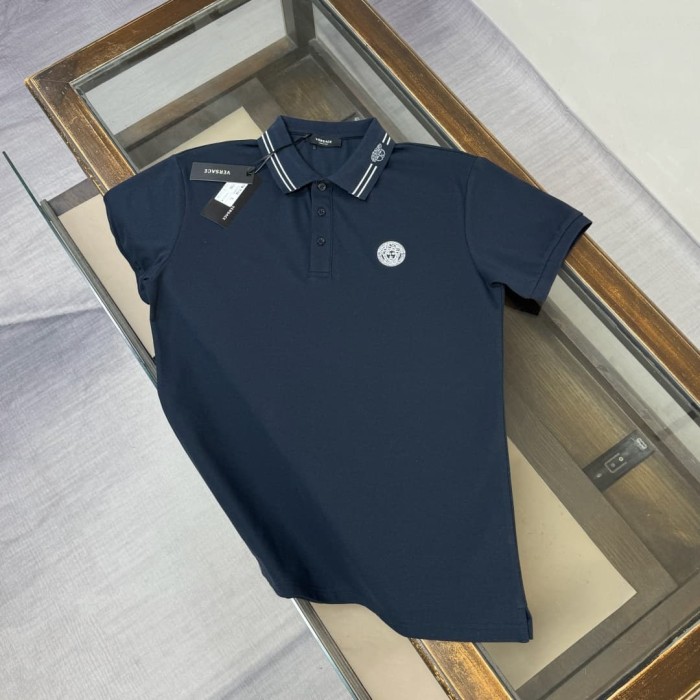 Double Line Collar Chest Badge Embroidery Polo Shirt 4 colors 2932423