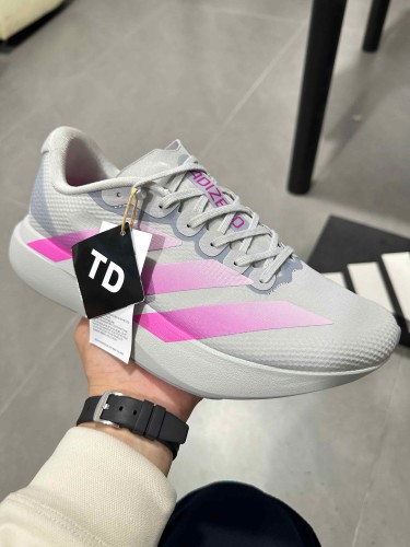 Adizero Evo SL Lightweight Shock Absorbing Breathable Mesh Upper Grey Pink Women Running Sneakers 29343884
