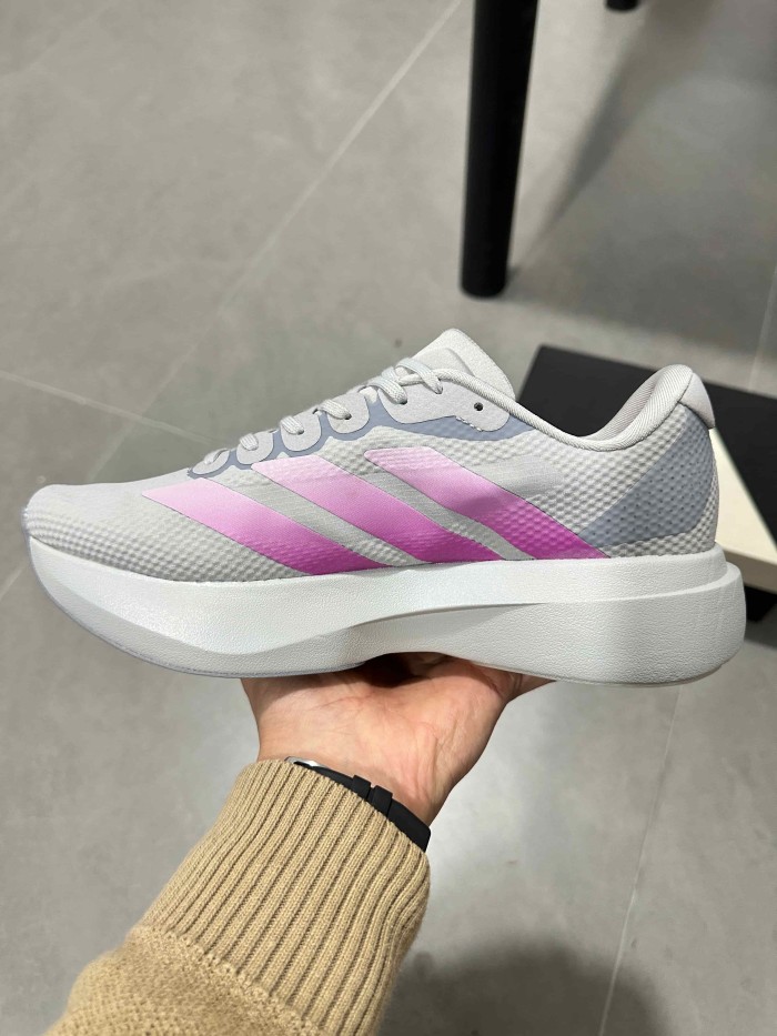 Adizero Evo SL Lightweight Shock Absorbing Breathable Mesh Upper Grey Pink Women Running Sneakers 29343884