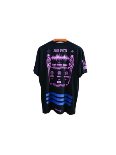 1:1 quality version Static In The Signal Pink & Purple Gradient Skeleton Cross Sound Wave Print T-Shirt 29093646