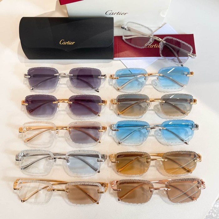 [50% Off]1:1 quality version Serrated Rimless Sunglasses 11 colors 29111284