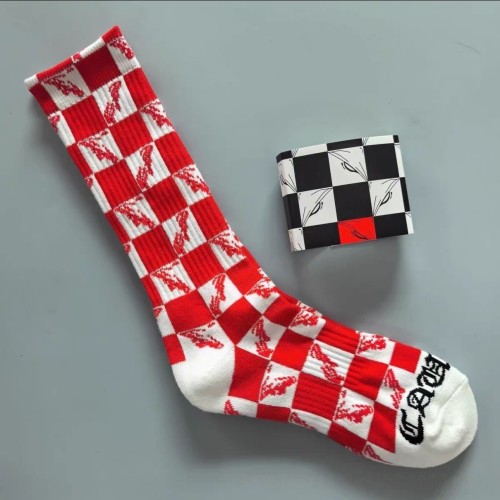 Color Contrast Sanskrit 99 Eyes Checkerboard Crew Socks 3 colors 29348115