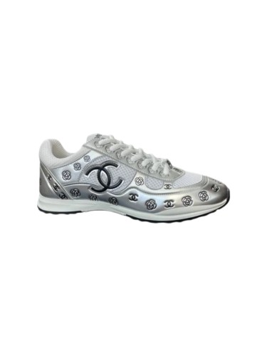 1:1 quality version Camellia CC Logo Print Metallic Leather Mesh Lace Up Low Top Running Sneakers 5 colors 29332747