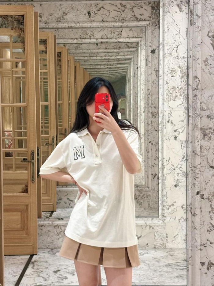 1:1 quality version White Border Black Letter Big M Logo Towel Embroidery Polo Shirt 2 colors 29354666