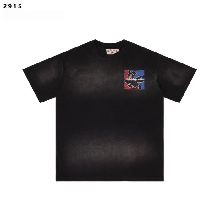 Contrast Color Large Letter Landscape Graffiti Print Washed Tee 2 colors 29354625