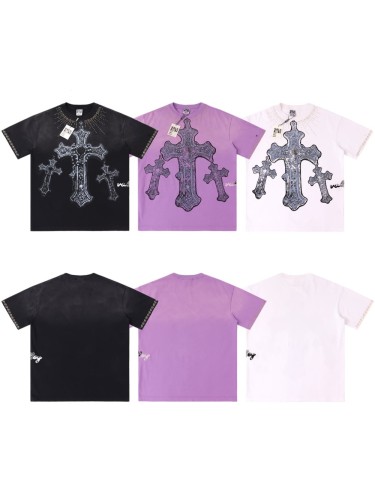 Gothic Cross Hot Drilling Print Washed Tee 3 colors 28899677