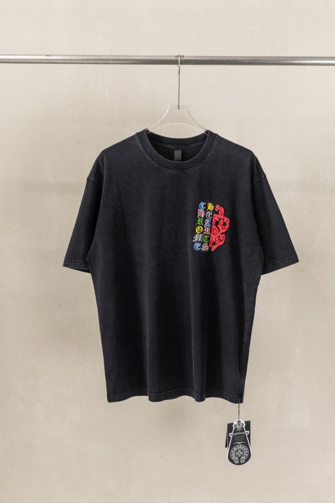 1:1 quality version Red Frayed Cross Logo Chest Print Back Large Red Fringe Cross Multi Color Vertical Letter Embroidery Scroll T-shirt 2 colors 29367261