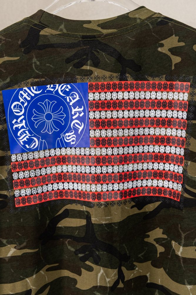 1:1 quality version Front Pocket Circular Cross Logo Bottom C H Letter Print Back American Flag Floral Cross Border Large Graphic T-shirt 2 colors 29367270