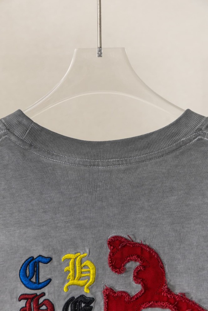 1:1 quality version Red Frayed Cross Logo Chest Print Back Large Red Fringe Cross Multi Color Vertical Letter Embroidery Scroll T-shirt 2 colors 29367261