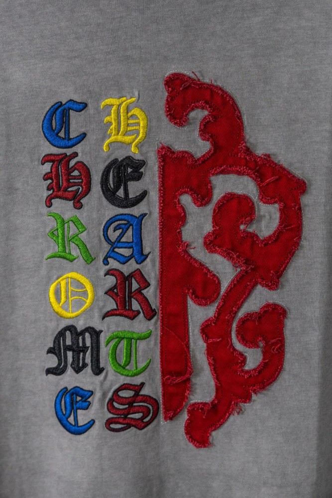 1:1 quality version Red Frayed Cross Logo Chest Print Back Large Red Fringe Cross Multi Color Vertical Letter Embroidery Scroll T-shirt 2 colors 29367261