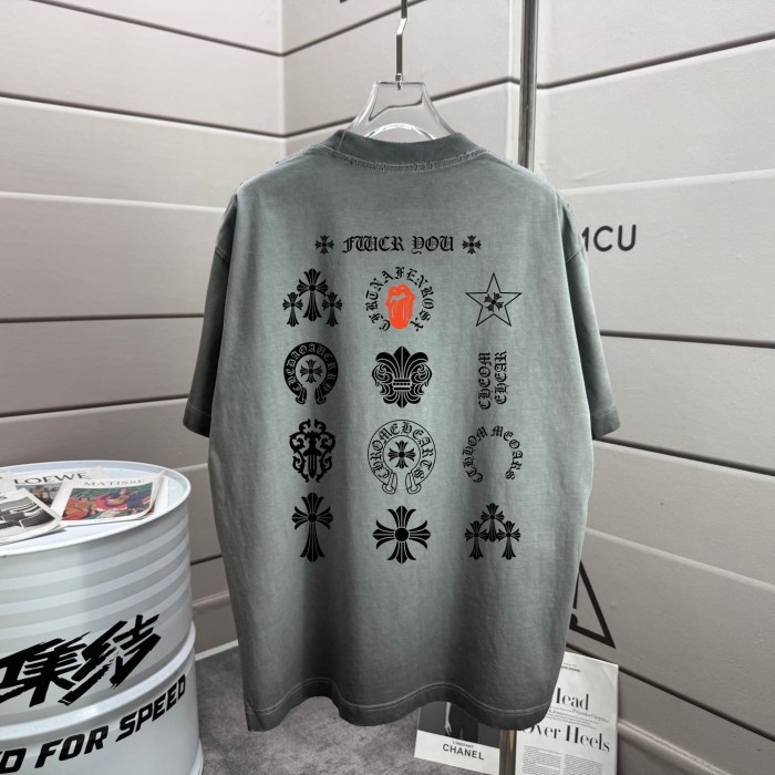 1:1 quality version Front Circular Cross Logo Chest Print Back Multi Gothic Cross Star Orange Tongue Letter Full Graphic T-shirt 5 colors 29367255