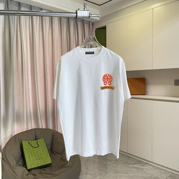 1:1 quality version Vintage Punk Street Front Small Orange Cross Scroll Chest Print Back Three Color Cross Scroll Banner Graphic T-shirt 4 colors 29366141