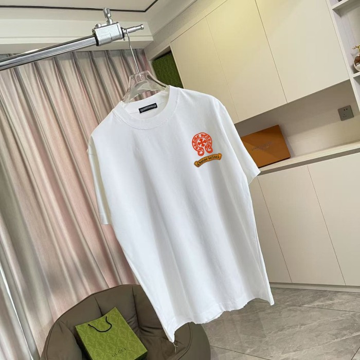 1:1 quality version Vintage Punk Street Front Small Orange Cross Scroll Chest Print Back Three Color Cross Scroll Banner Graphic T-shirt 4 colors 29366141