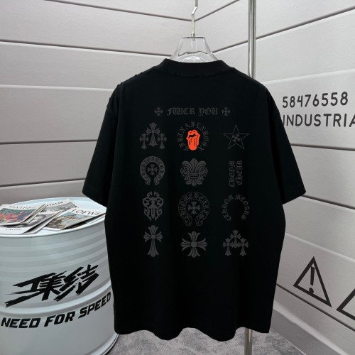 1:1 quality version Front Circular Cross Logo Chest Print Back Multi Gothic Cross Star Orange Tongue Letter Full Graphic T-shirt 5 colors 29367255