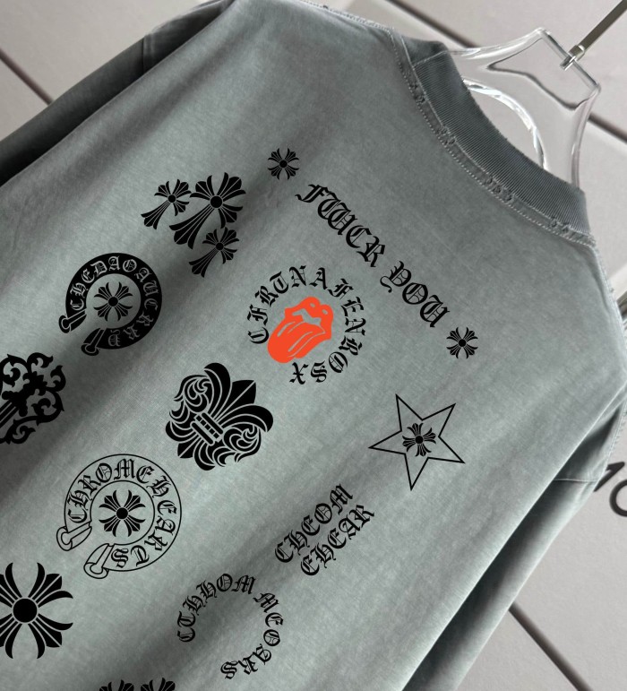 1:1 quality version Front Circular Cross Logo Chest Print Back Multi Gothic Cross Star Orange Tongue Letter Full Graphic T-shirt 5 colors 29367255