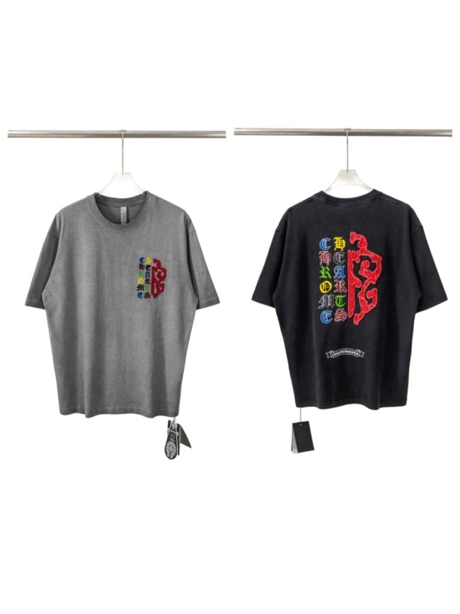 1:1 quality version Red Frayed Cross Logo Chest Print Back Large Red Fringe Cross Multi Color Vertical Letter Embroidery Scroll T-shirt 2 colors 29367261