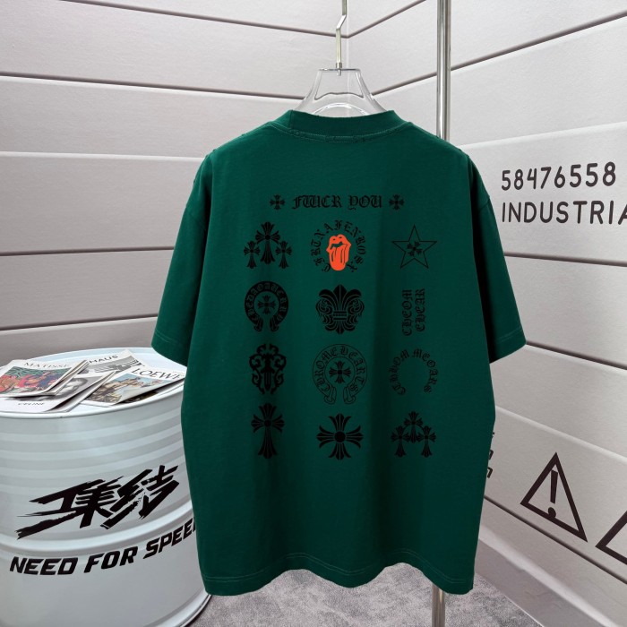 1:1 quality version Front Circular Cross Logo Chest Print Back Multi Gothic Cross Star Orange Tongue Letter Full Graphic T-shirt 5 colors 29367255
