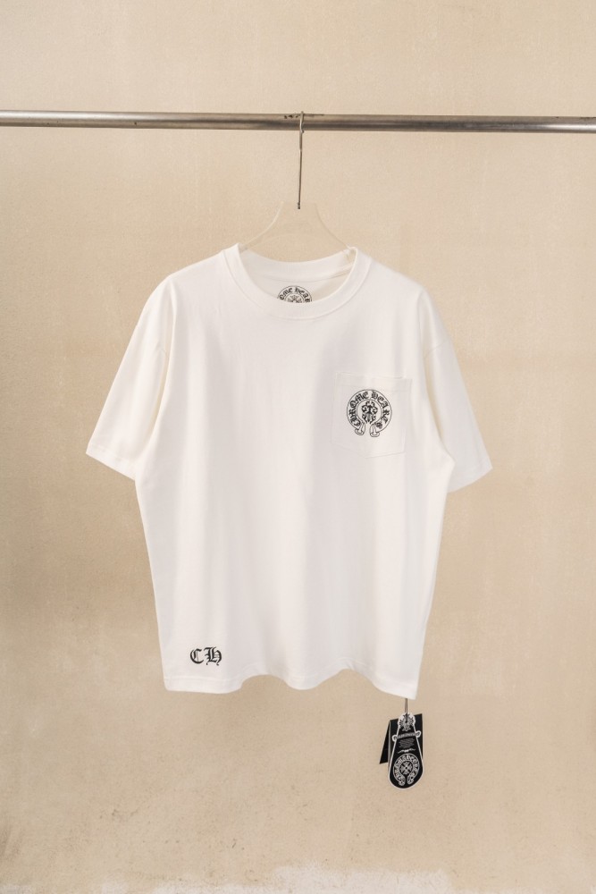1:1 quality version Front Pocket Circular Cross Logo Bottom C H Letter Print Back American Flag Floral Cross Border Large Graphic T-shirt 2 colors 29367270