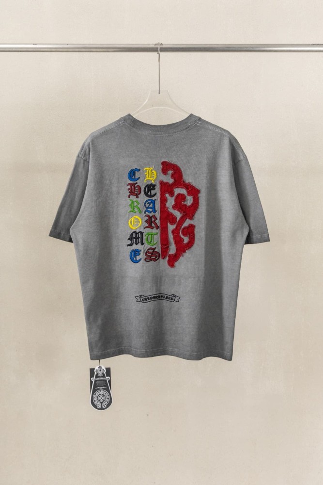 1:1 quality version Red Frayed Cross Logo Chest Print Back Large Red Fringe Cross Multi Color Vertical Letter Embroidery Scroll T-shirt 2 colors 29367261