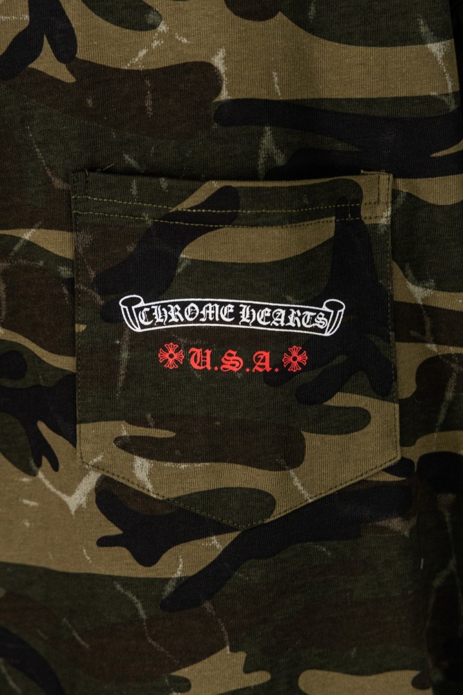 1:1 quality version Pocket Gothic Scroll Red Cross Embroidery Bottom C H Letter Back Vintage Camo Usa Flag Cross Stripes Print T-shirt 29367276