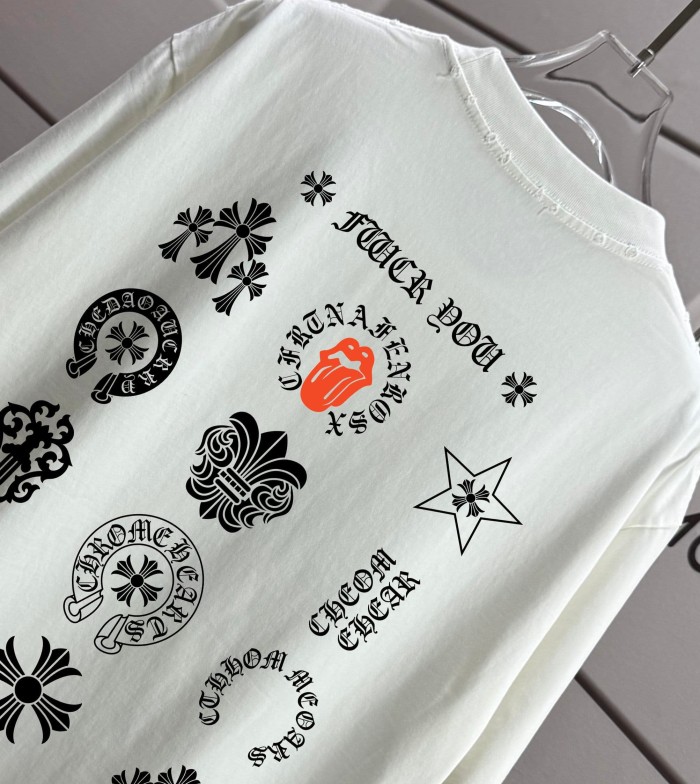 1:1 quality version Front Circular Cross Logo Chest Print Back Multi Gothic Cross Star Orange Tongue Letter Full Graphic T-shirt 5 colors 29367255