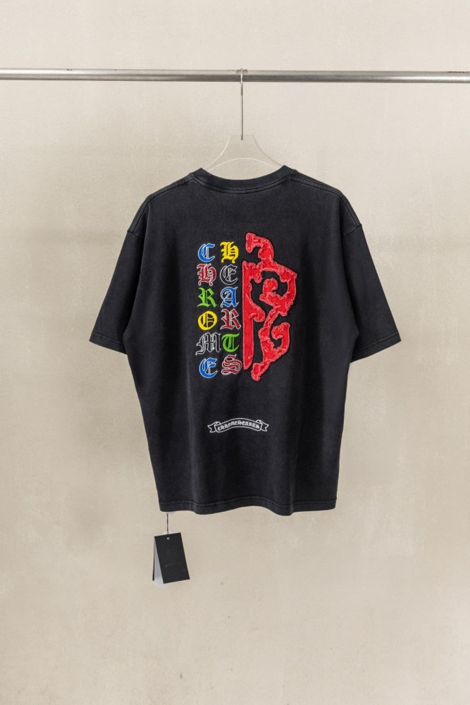 1:1 quality version Red Frayed Cross Logo Chest Print Back Large Red Fringe Cross Multi Color Vertical Letter Embroidery Scroll T-shirt 2 colors 29367261