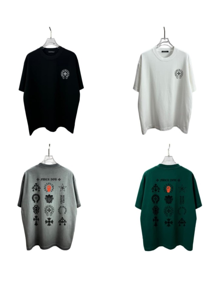1:1 quality version Front Circular Cross Logo Chest Print Back Multi Gothic Cross Star Orange Tongue Letter Full Graphic T-shirt 5 colors 29367255