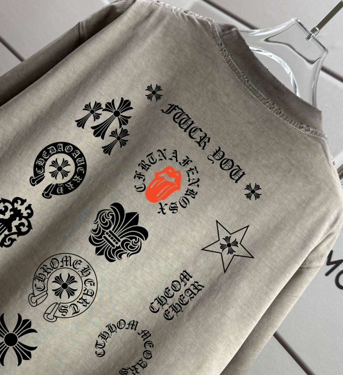 1:1 quality version Front Circular Cross Logo Chest Print Back Multi Gothic Cross Star Orange Tongue Letter Full Graphic T-shirt 5 colors 29367255