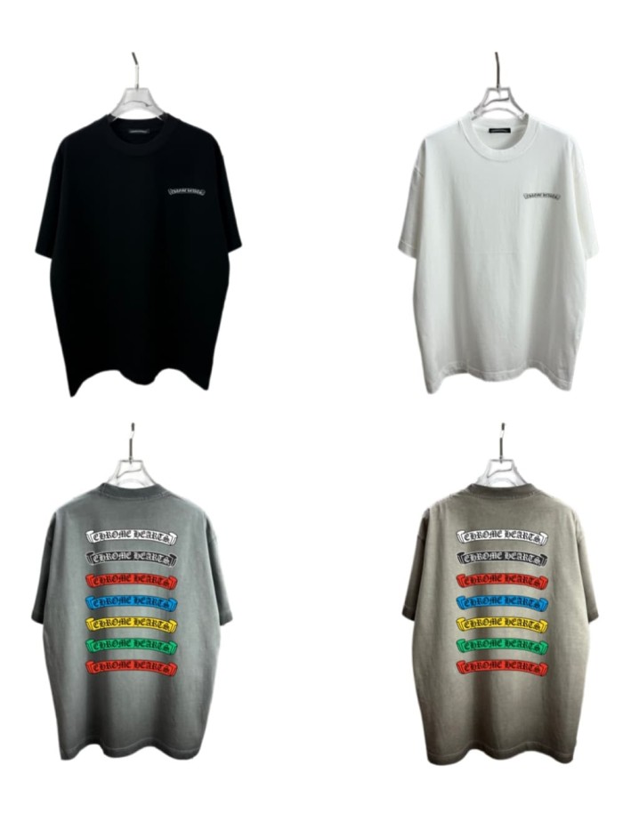 1:1 quality version  Front Tiny Black Scroll Brand Chest Logo Back Seven Color Gothic Scroll Text Stack Dual Side Print T-shirt 5 colors 29367066
