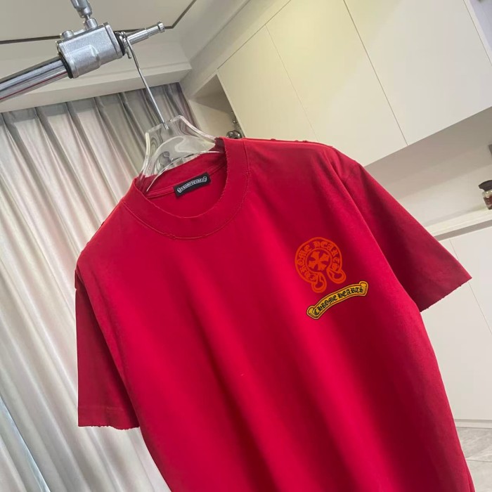 1:1 quality version Vintage Punk Street Front Small Orange Cross Scroll Chest Print Back Three Color Cross Scroll Banner Graphic T-shirt 4 colors 29366141