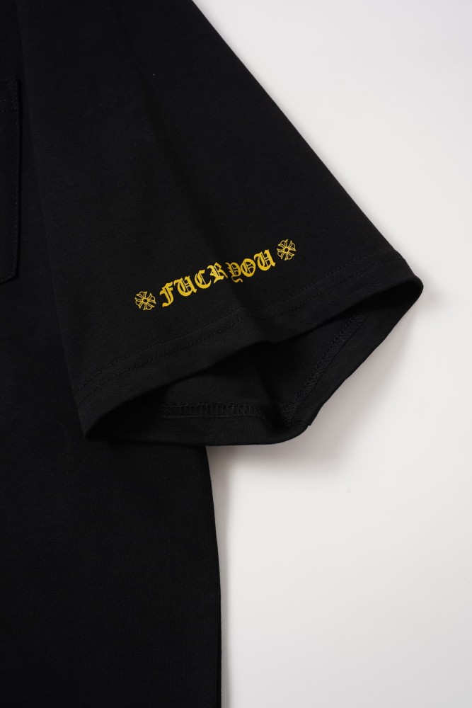 1:1 quality version Vintage Gothic Street Front Pocket Small Gold Horseshoe Cross Floral Print Back Large Gold Horseshoe Scroll Letter Graphic T-shirt 2 colors 29366340