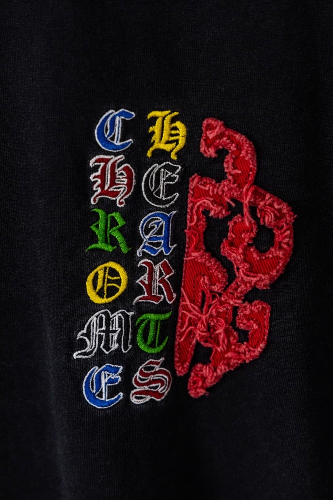 1:1 quality version Red Frayed Cross Logo Chest Print Back Large Red Fringe Cross Multi Color Vertical Letter Embroidery Scroll T-shirt 2 colors 29367261