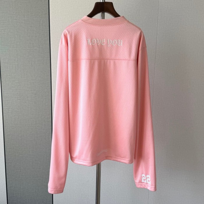 1:1 quality version Streetwear Gothic Floral Side Print Loose Fit V Neck Mesh Hockey Jersey Long Sleeve T-Shirt &   Pants Set 5 colors 29370291