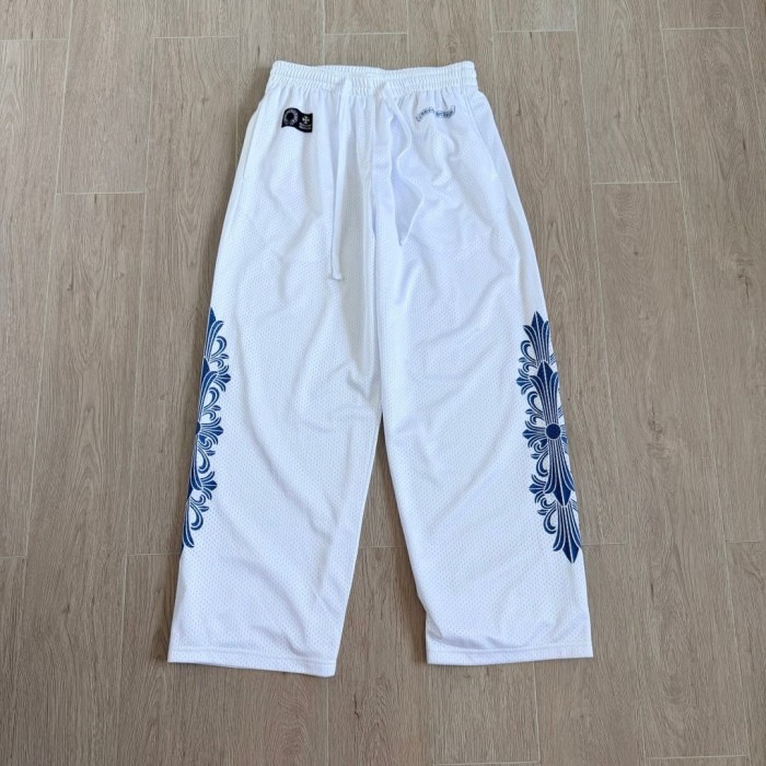1:1 quality version Streetwear Gothic Floral Side Print Loose Fit V Neck Mesh Hockey Jersey Long Sleeve T-Shirt &   Pants Set 5 colors 29370291