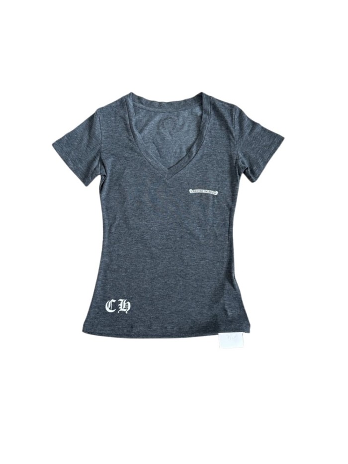 1:1 quality version Label Logo Back Cross Graphic Print Slim Fit V Neck tee for girls 29372402