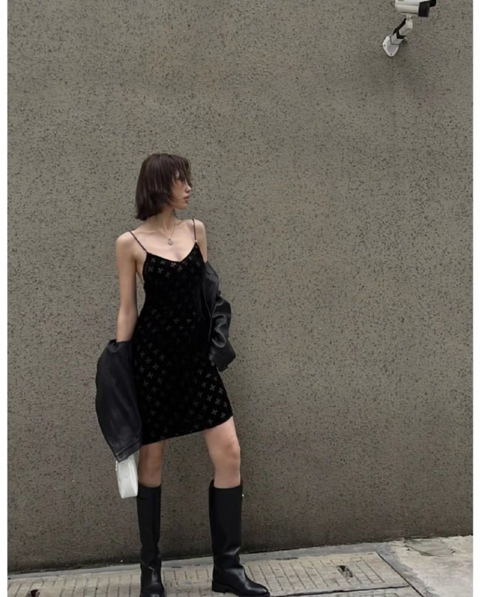 1:1 quality version Gothic Streetwear All Over Cross Print V Neck Bodycon Slip Tank Top for girls 29373037