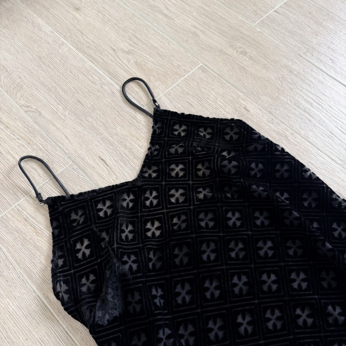 1:1 quality version Gothic Streetwear All Over Cross Print V Neck Bodycon Slip Tank Top for girls 29373037