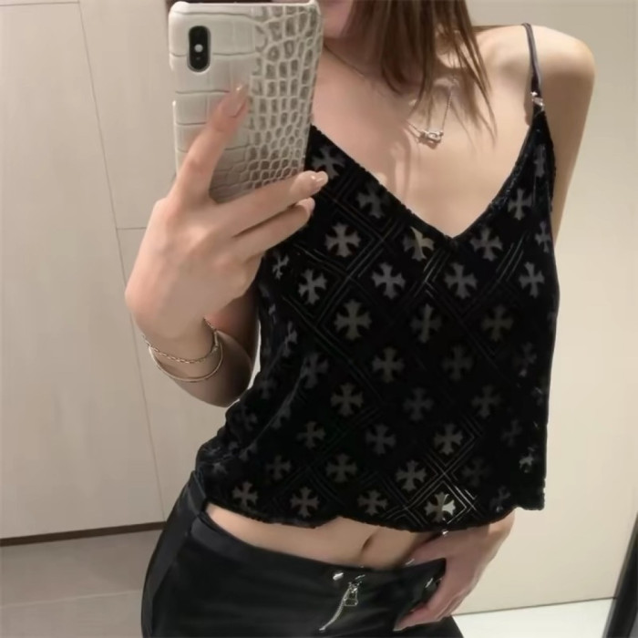 1:1 quality version Gothic Streetwear All Over Cross Print Strap Cropped Cami Tank Top for girls 29373029
