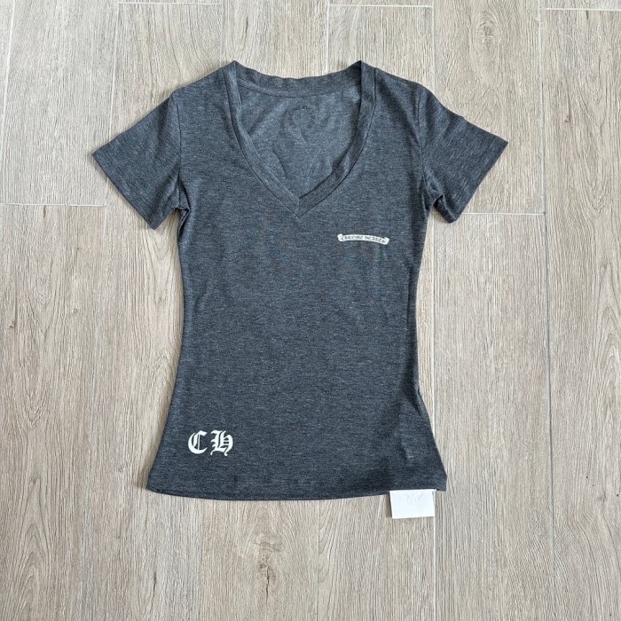 1:1 quality version Label Logo Back Cross Graphic Print Slim Fit V Neck tee for girls 29372402