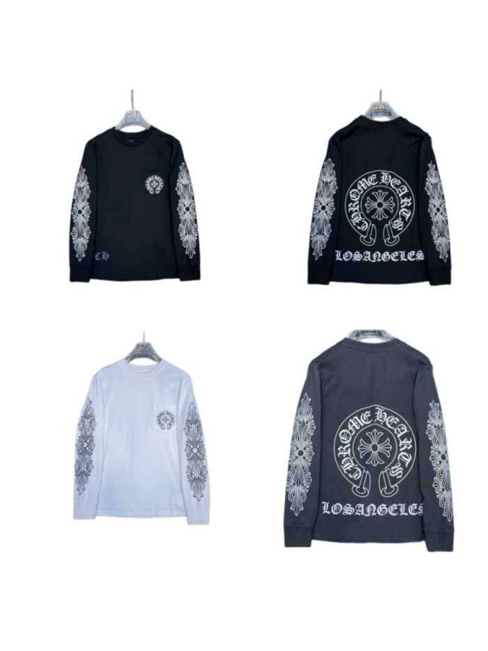Double arm cross printed long sleeve T-shirt 3 colors 20387245