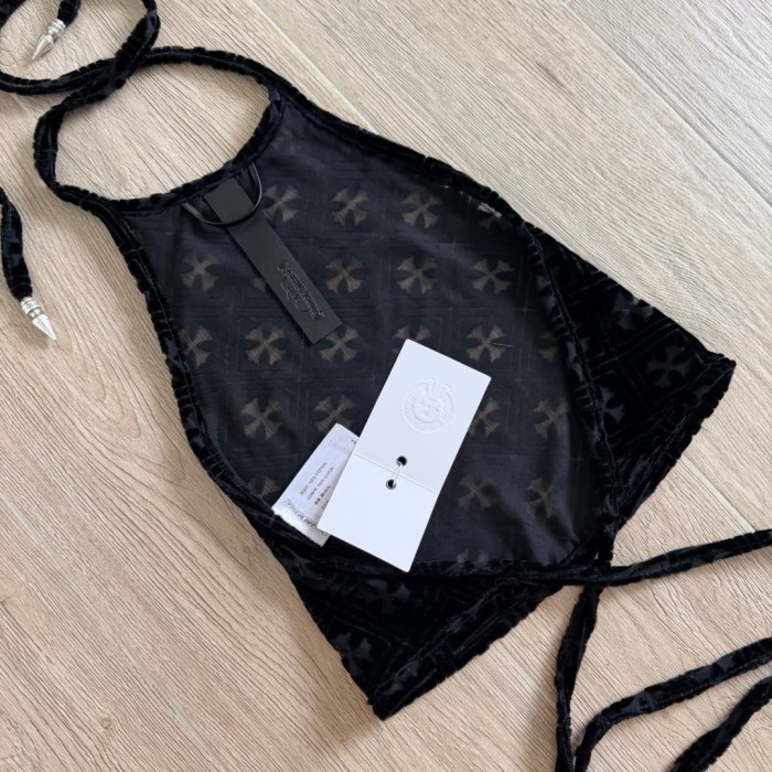 1:1 quality version All Over Cross Print Halter Tie Back Crop Cami Tank Top for girls 29372686