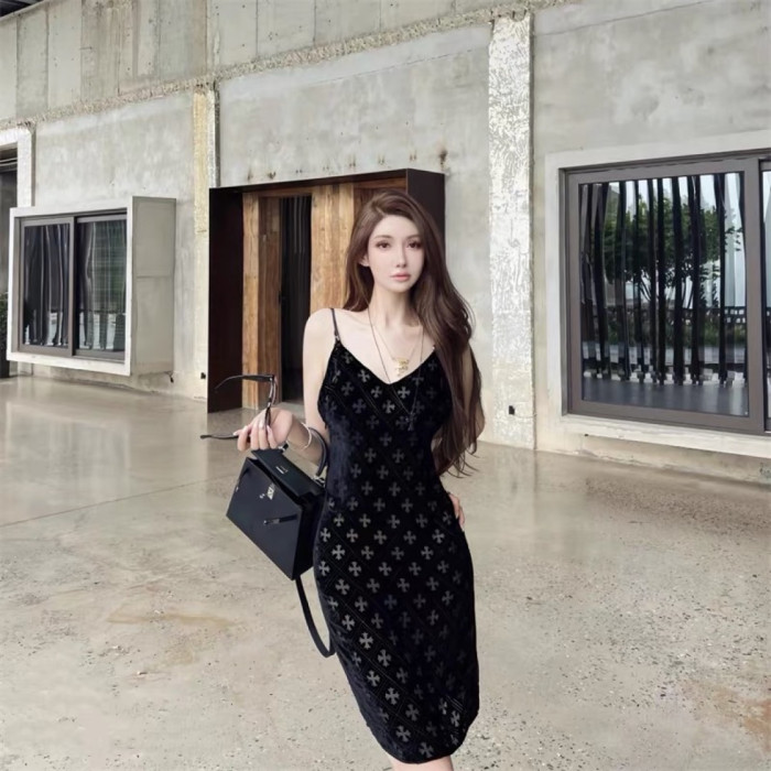 1:1 quality version Gothic Streetwear All Over Cross Print V Neck Bodycon Slip Tank Top for girls 29373037