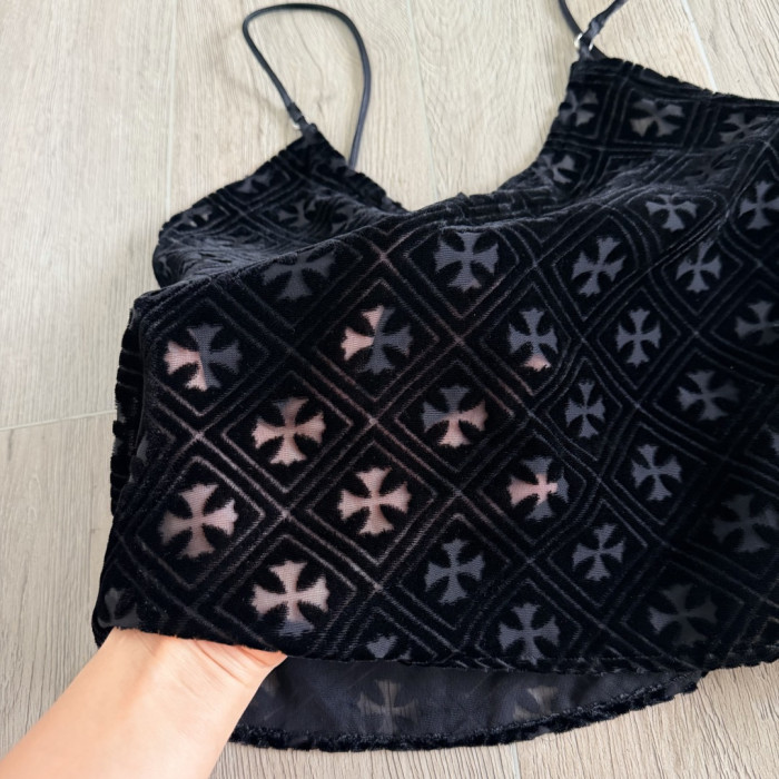 1:1 quality version Gothic Streetwear All Over Cross Print Strap Cropped Cami Tank Top for girls 29373029