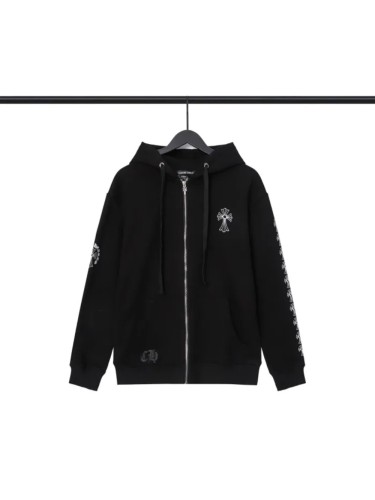 Back cross horseshoe zipper hoodie 21593176